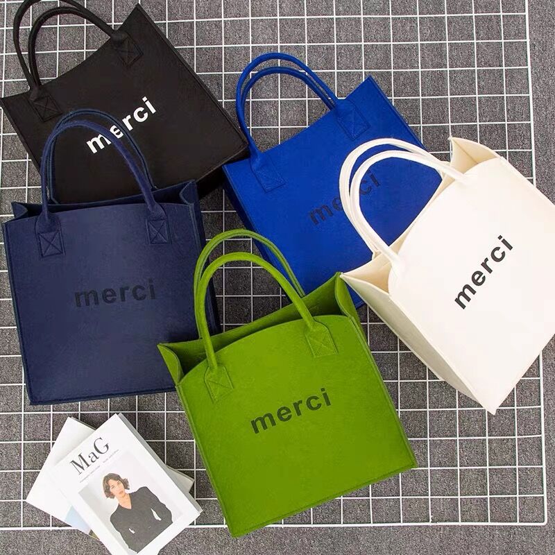 Felt bag portable shopping bag large capacity hand bag commuter shopping storage bag felt Gift Bag tote bag
