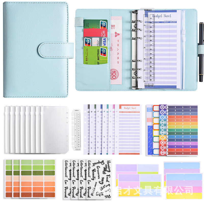 Picture of A6 Binder Cross-Border Creative Notebook Wholesale Zipper Bag Macaron Pu Leather Cash Budget Notebook