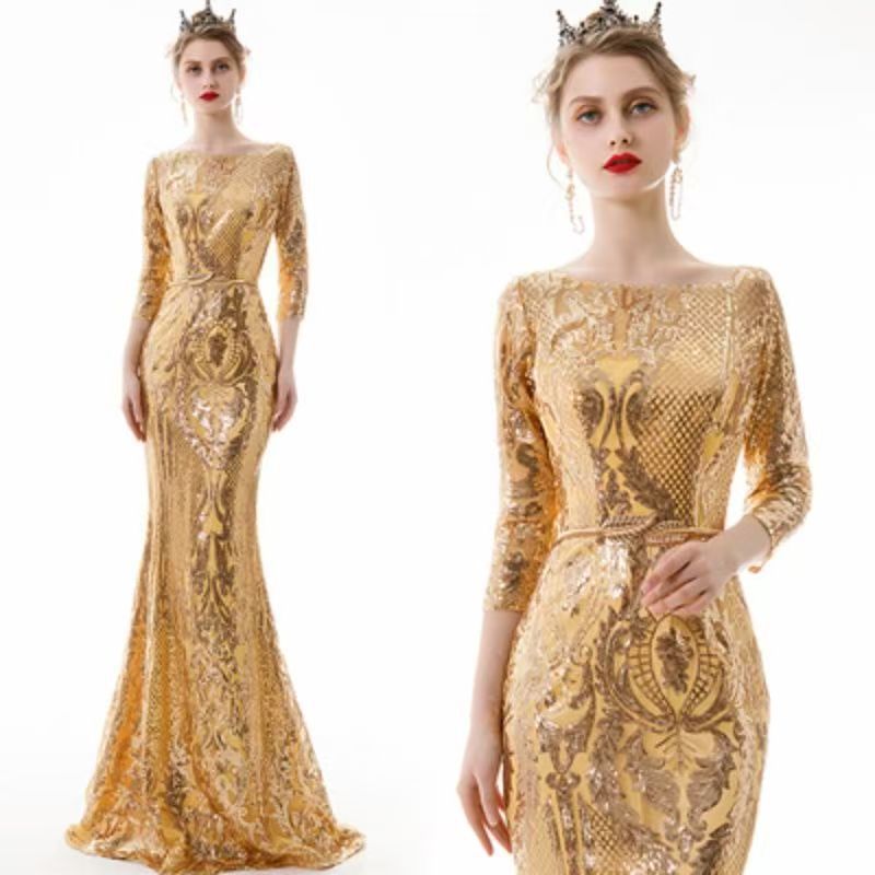 Banquet Evening Dress Female 23 New Fishtail Long High-end Temperament Performance Catwalk Host Annual Meeting dress
