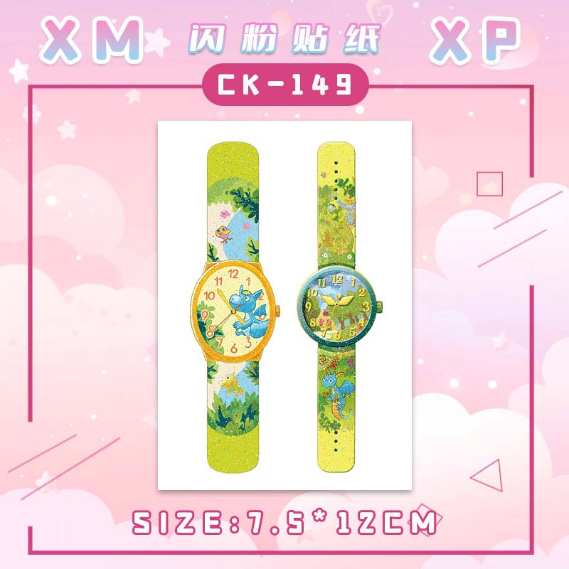 Green fresh watch color glitter tattoo stickers waterproof long lasting children cute beautiful washable stickers