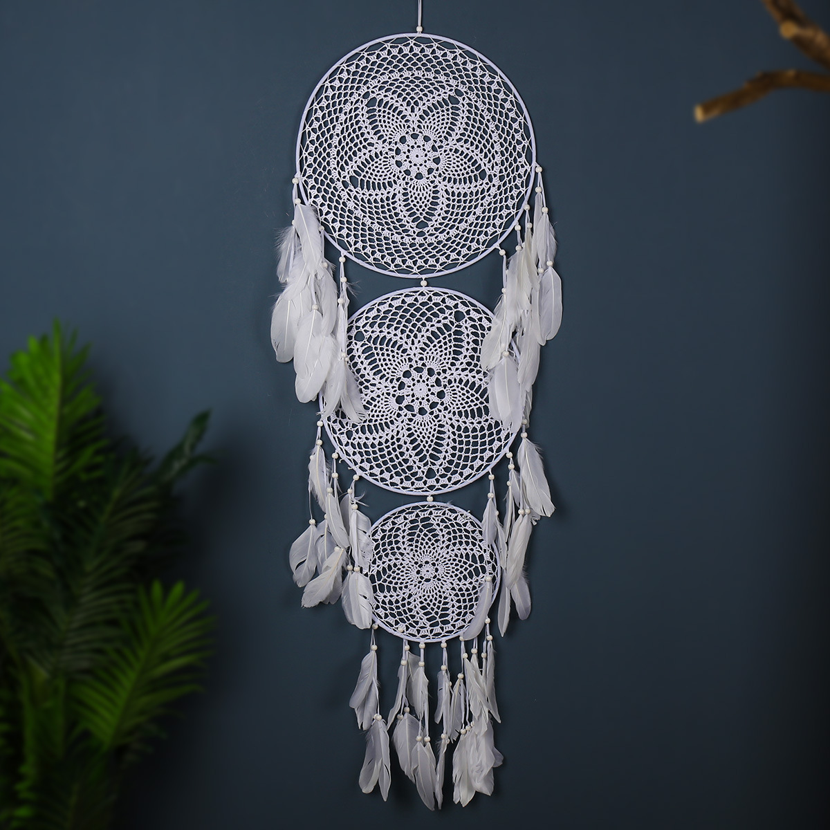 Picture of Ins New Three-Ring Concentric Round Crochet Flower Dream Catcher Large Wedding Scene Decoration Dream Catcher Decorative Hanging