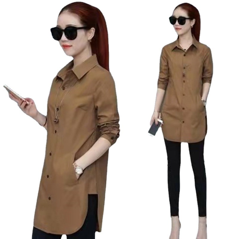Picture of 2025 Shirt Women's Spring Mid-Length Layered Inner Layering Shirt Large Size Design Casual White Shirt for Women