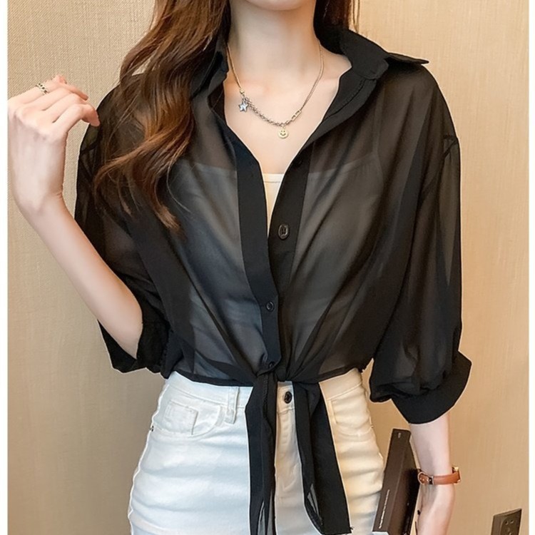 Picture of 2025 New Summer Chiffon Shirt Sunscreen Women's Top Women's Coat Thin Matching Skirt Outer Cardigan Small Shawl