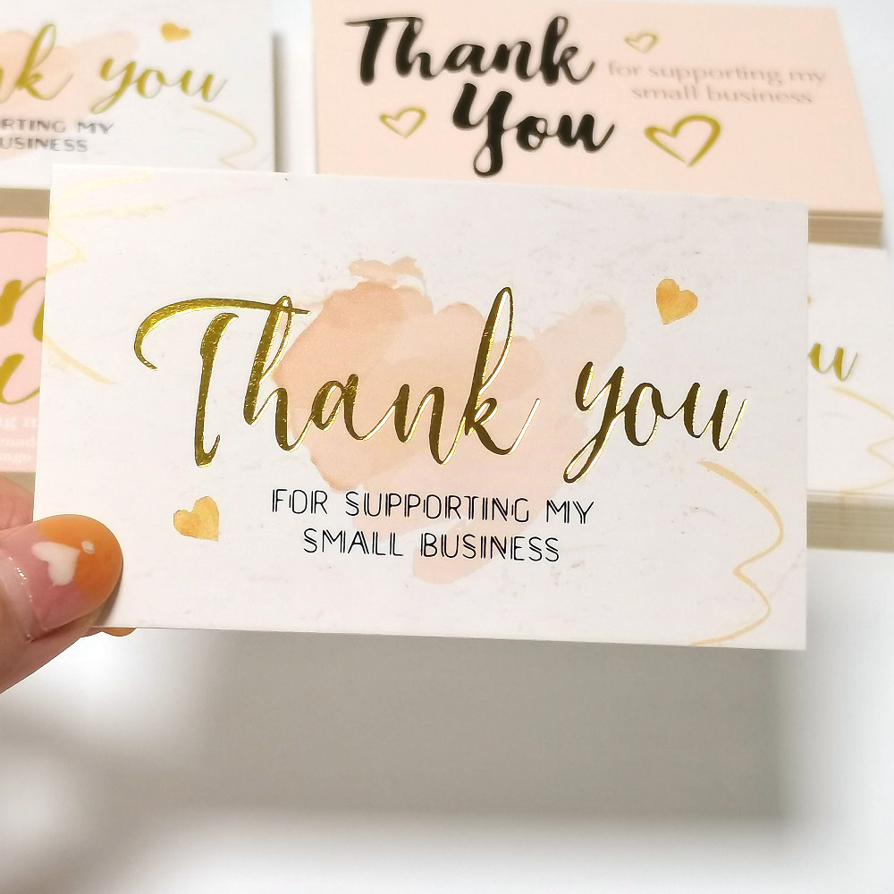 Picture of 30 sheets/Pack simple flower Thank You stamping card business card gift packaging decoration card English mini thank you card