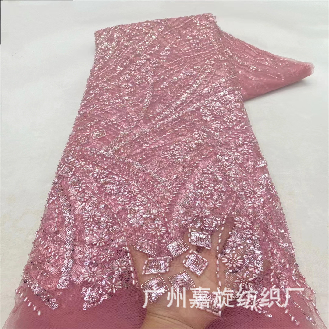 New Full Striped Beads Wedding Fabric African Indonesian Dress Veil Dress Lace Beads Lace