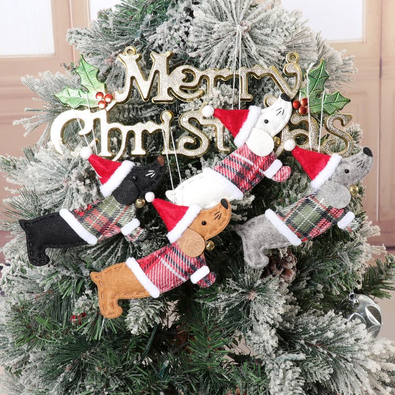 Tewei New Christmas Decorations Christmas Tree Pendants Dressed Dachshund Small Pendants Wholesale Christmas Supplies