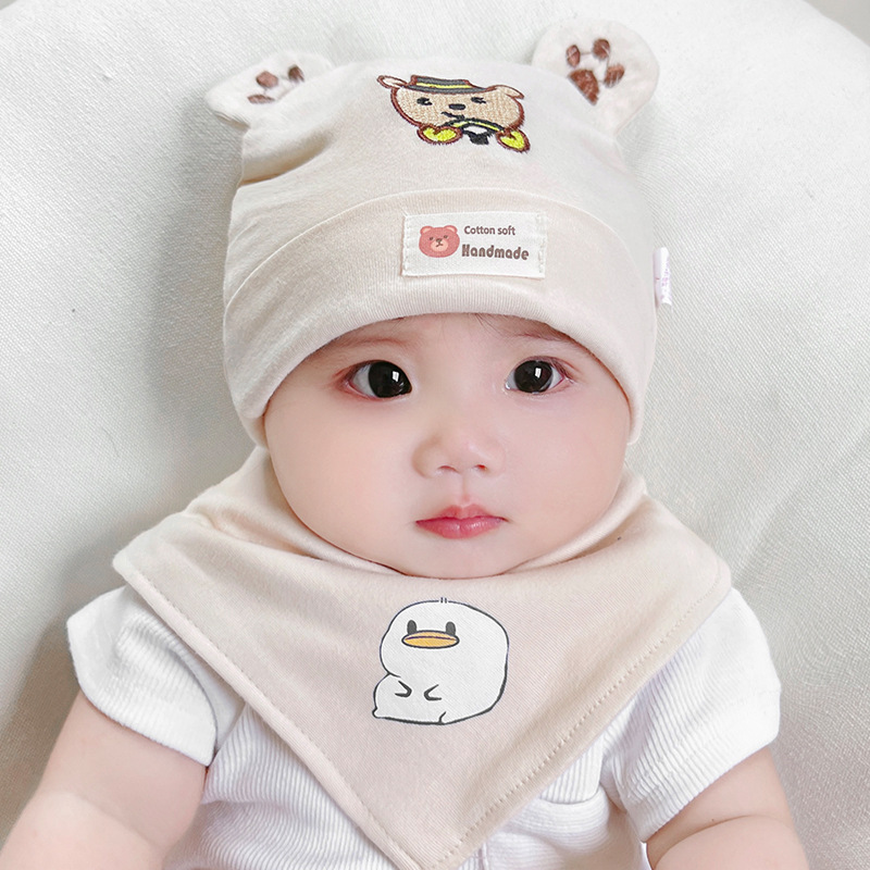 Picture of Katu Bear Infant Hat Spring & Fall 3-6-12 Months Male and Female Baby Pullover Hat Cotton 100-Day Sleeping Hat