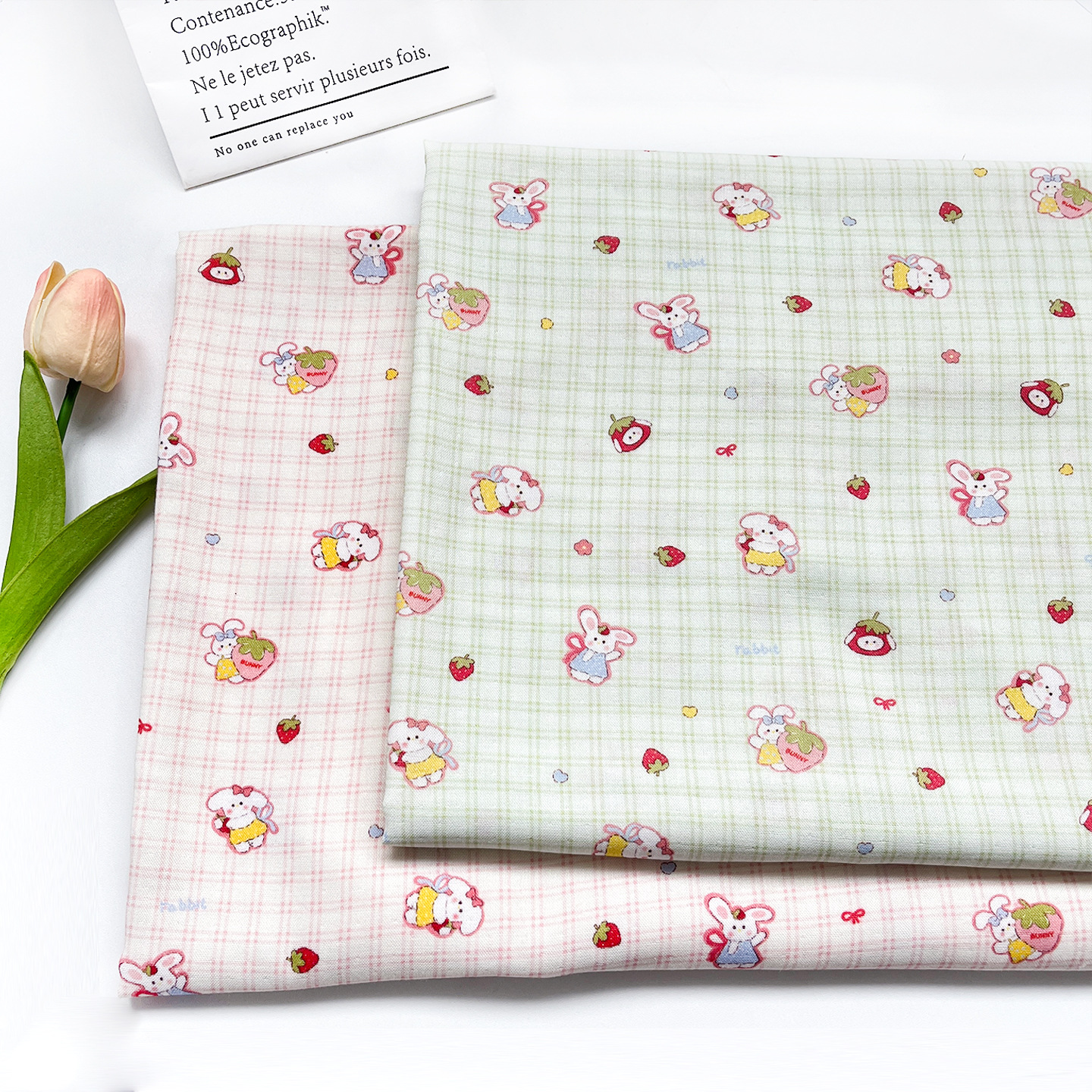 Bamboo Fiber Gauze Strawberry Plaid Bunny Baby Summer Anti-Mosquito Pants Clothing Home Clothes Saliva Towel Bath Towel Fabric