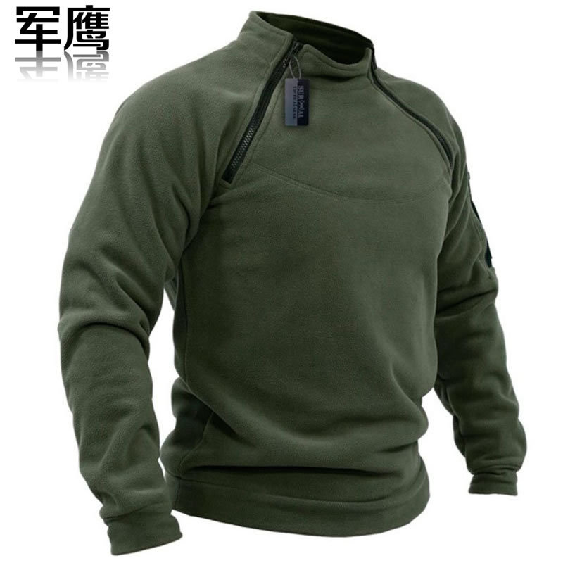 2024 stand collar thickened outdoor fleece jacket men's autumn and winter warm sweater double-sided tactical fleece military fan jacket
