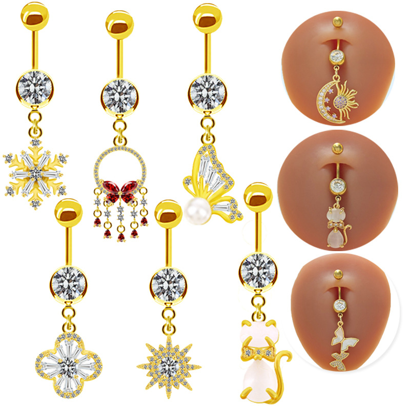Picture of Gaibei European and American cross-border sweet cat rabbit puncture navel nail sweet cool hot girl belly button ring butterfly net red hot sale