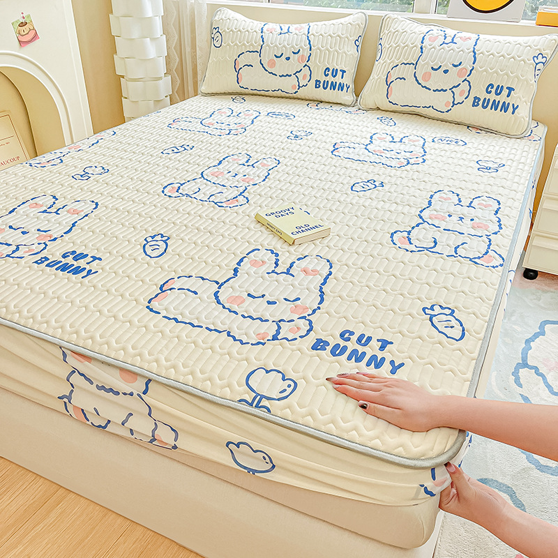 Picture of Class a Natural Latex Mat Set Air-Conditioned Mat Three-Piece Set Fitted Sheet Student Dormitory Summer Quilt Washable