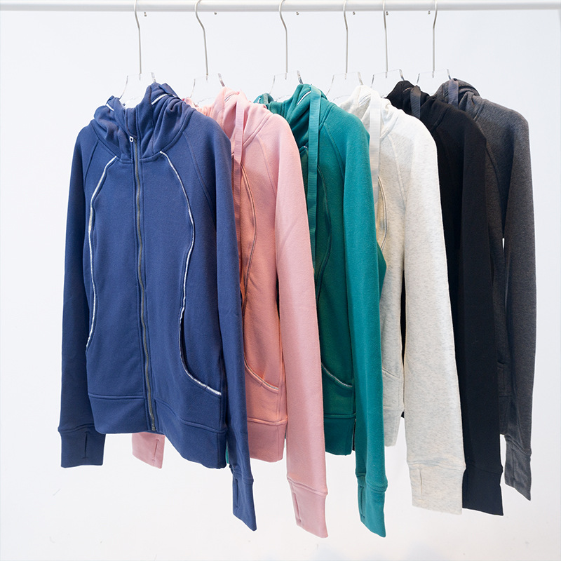 Picture of Autumn and winter fleece warm hooded women's yoga clothing zipper coat sports running fitness leisure long sleeve sweater