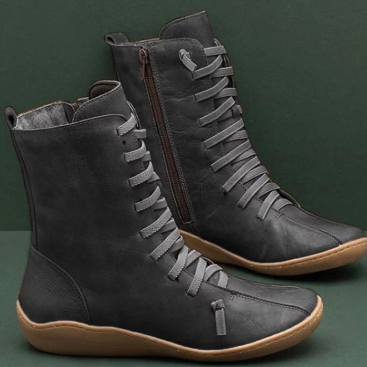 Picture of Cross-border New plus size Women's Shoes Lace-up Side Zipper Ladies Boots Flat Heel Casual Shoes Martins Boots Amazon wish
