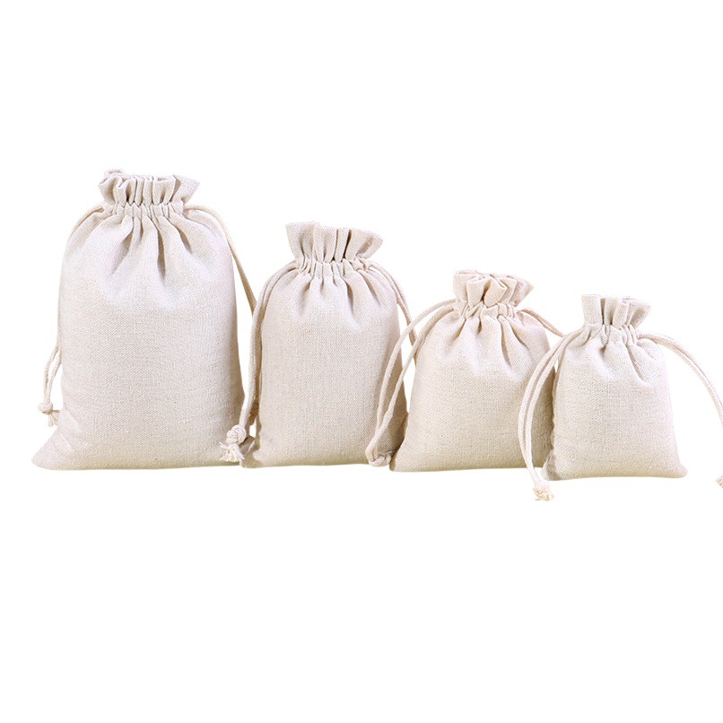 Picture of Blank cotton bag drawstring small cloth bag cotton linen cloth jewelry packaging bag dustproof storage cotton cloth bundle pocket wholesale