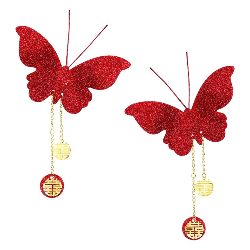 Wedding Three-Dimensional Realistic Red Butterfly Wedding Room Decoration Bedroom Living Room Background Wall Switch Stickers Wedding Room Arrangement