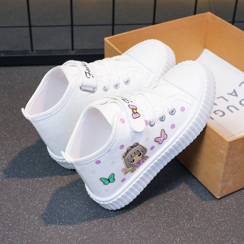 Picture of Foreign Trade Children's High-top Canvas Shoes 2024 Spring and Autumn New Breathable Girls Casual Shoes Little Girls Cartoon Board Shoes