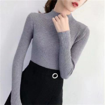 Picture of Half-Turtleneck Base Shirt for Women, Autumn and Winter 2021 New Style, Slim-Fitting Inner Top, Slimming Long-Sleeve Knitwear, Elegant and Suitable for Commuting
