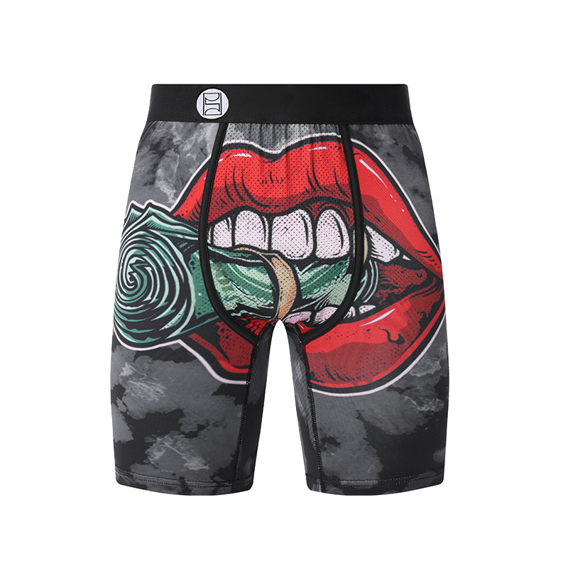 Picture of Men's Underwear Cartoon Print Men's Quick-Drying Boxer Briefs Sports Underwear Fitness Extended Underwear Men's Wholesale