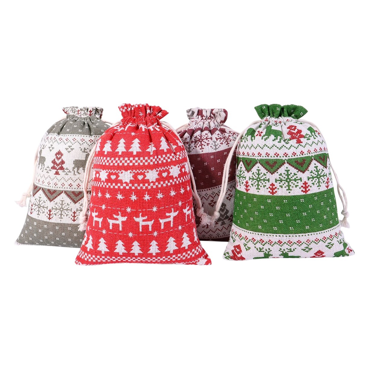 In stock cotton and linen drawstring drawstring bag Christmas linen bag suit Christmas 1-24 candy chocolate packaging bag