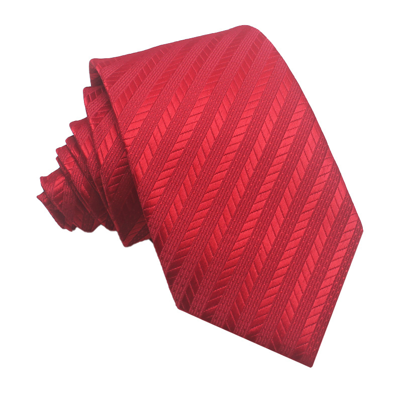 Picture of 25 New 8cm Polyester Jacquard Stripesd Tie 7cm Men's and Women's Business Formal Wear Casual High-End Red Black Blue
