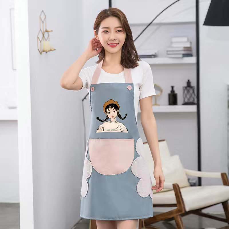 Household Kitchen Apron, Waterproof and Oil-Proof, Fashionable Korean Style for Women, Cooking Apron for Men, Adult Workwear, Advertising Apron, Custom Logo