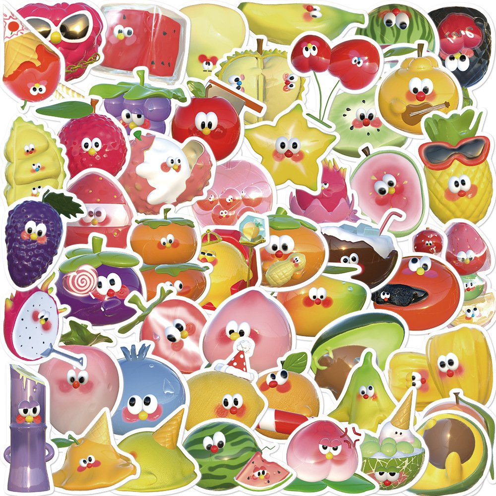 50 original cartoon fruit family graffiti stickers decorative guitar luggage DIY creative waterproof stickers hot sale