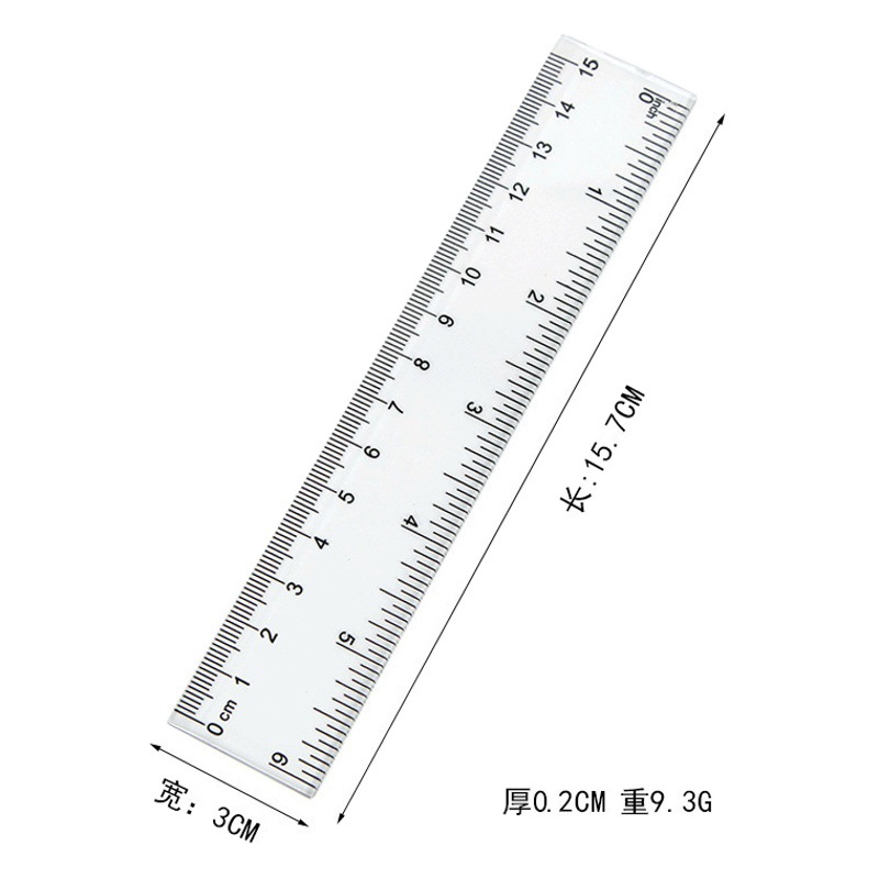 Advertising ruler 30cm20cm15cm plastic transparent ruler bilateral printing inch cm cross-border e-commerce