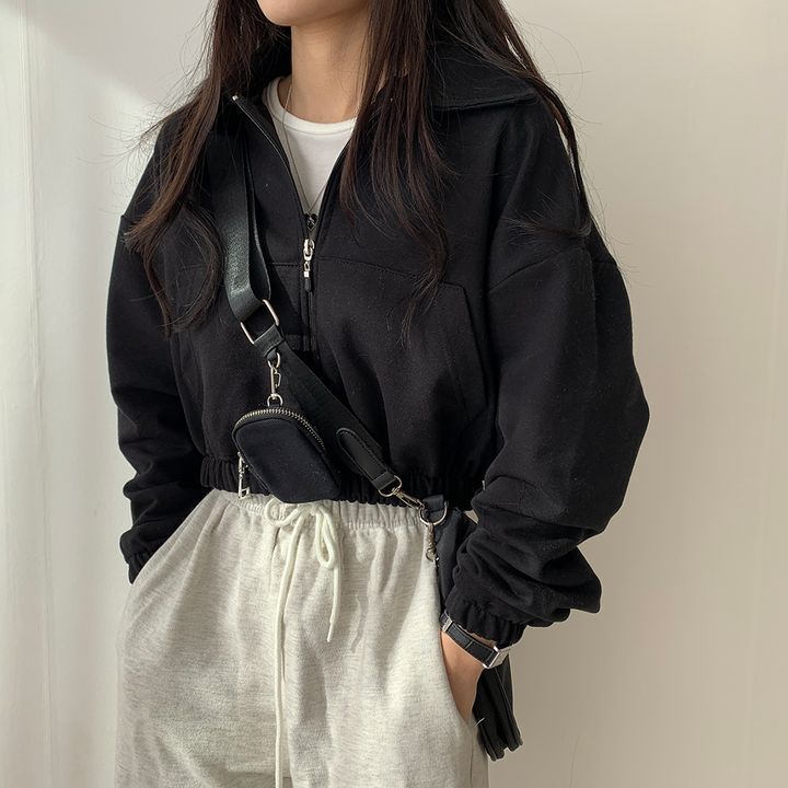 Picture of ins Super Hot Zipper Cardigan Sweatshirt Women's Spring Autumn and Winter Thin Coat Korean Fashionable Student Loose Fleece-lined Top