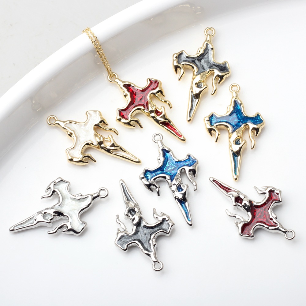 Picture of Alloy Color Oil Dropping Cross Pendant Pendant DIY Handmade Necklace Earrings Bracelet Jewelry Accessories