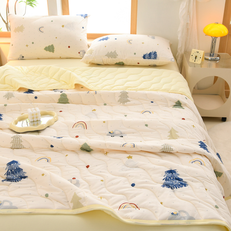 Picture of New Type A Knitted Cotton Summer Quilt Single Double Student Dormitory Summer Air-conditioning Quilt Children's Thin Quilt Washable