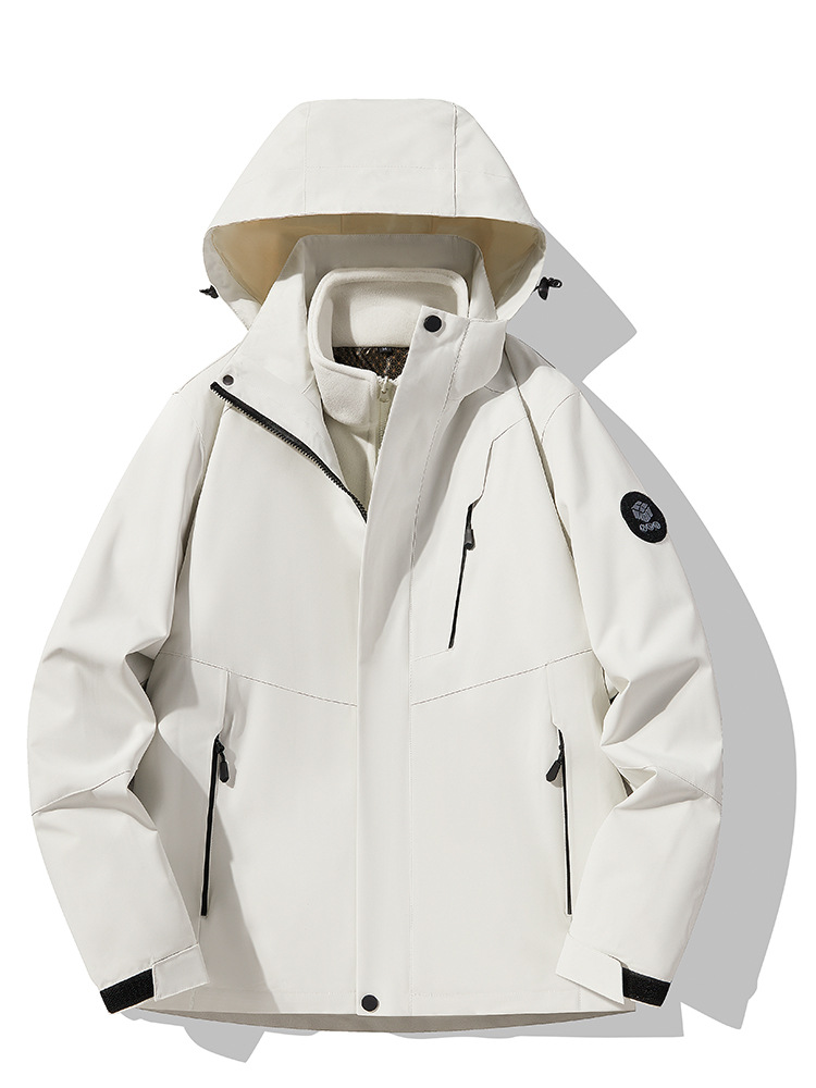 Outdoor outdoor jacket, men's three-in-one, detachable fleece-lined thickened, windproof, waterproof, loose, breathable, breathable hiking jacket for women