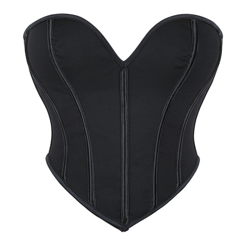 Picture of Black Matte Pattern Tube Top for Women, Sexy Palace Top, Cute Heart-Shaped Tube Top Corset, Off-Shoulder Shapewear