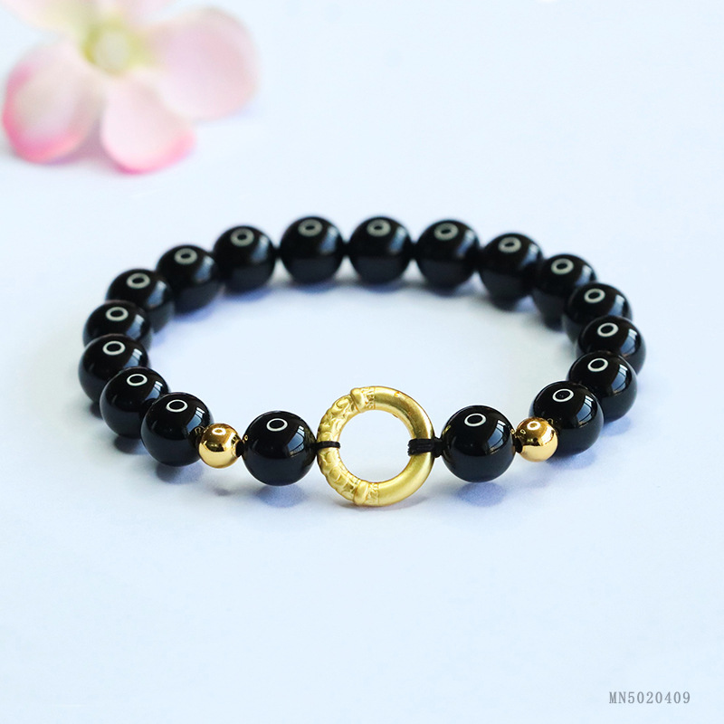 As Yu natural black agate bracelet peace buckle bracelet new Chinese fast hand trembles live wholesale MN5020409
