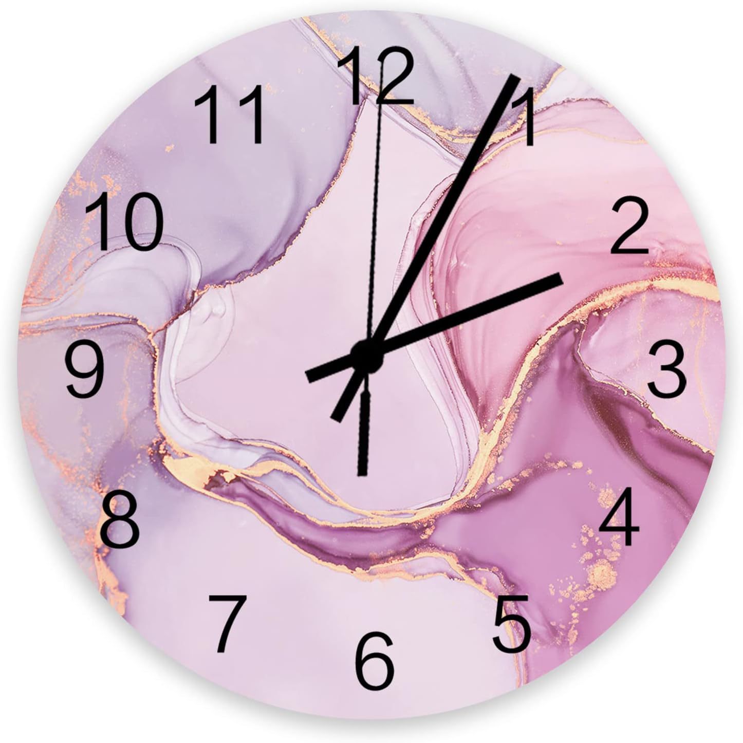 Cross-border marble wall clock MDF mute clock living room clock decoration wall clock imitation stone clock