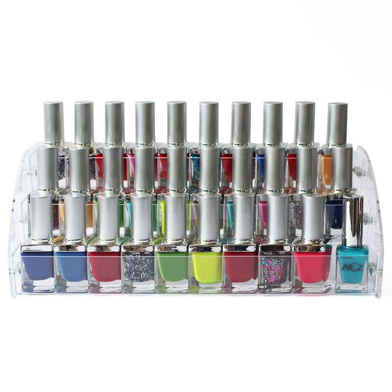 Picture of Trapezoidal 3 Three-layer Acrylic Nail Polish Display Stand Plastic Transparent Stand Nail Art Shop Display Rack Lipstick Cosmetic Rack