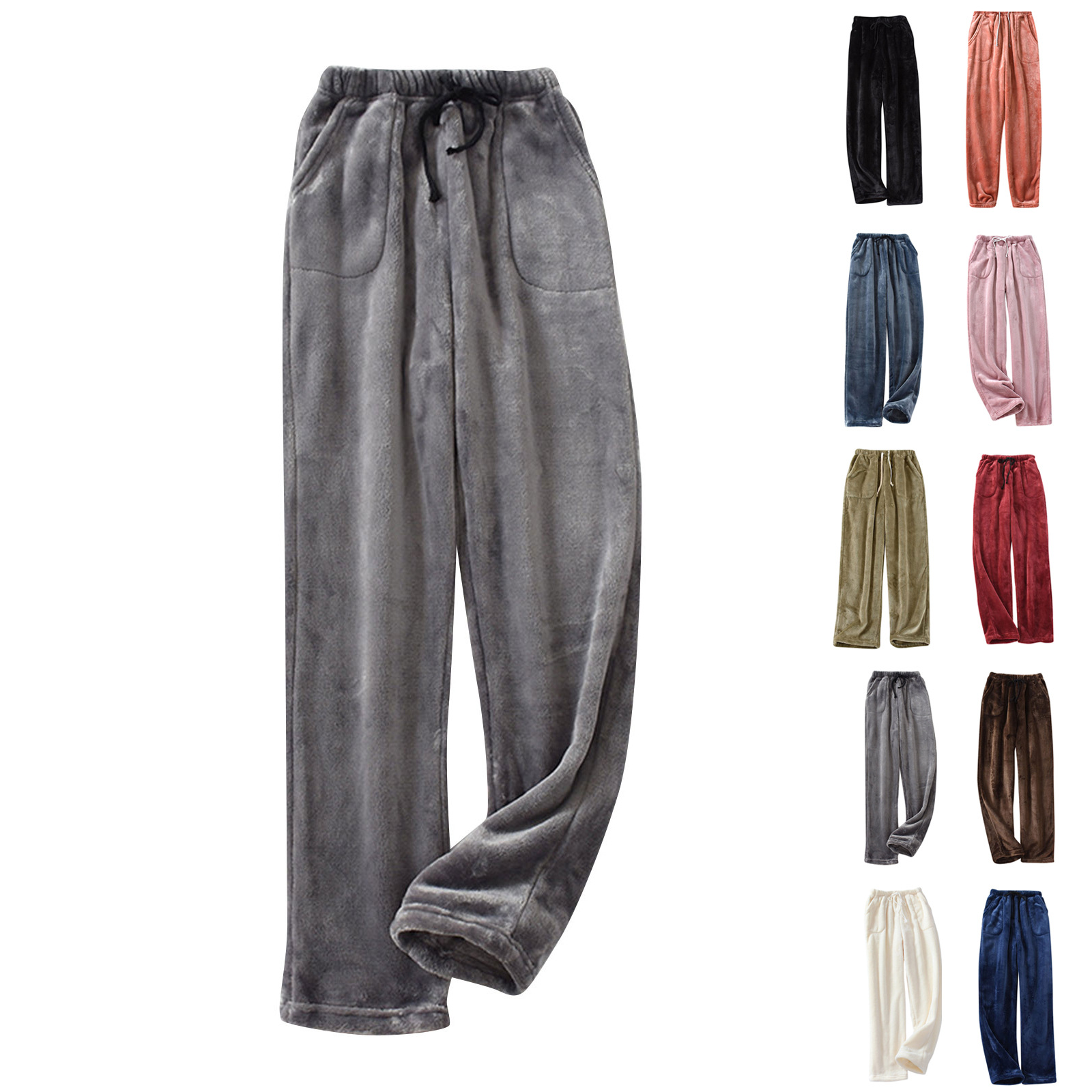 2024 New Cross-border Amazon Europe and America Warm Flannel Casual Loose Plush Casual Pants Pajamas Lazy Pants