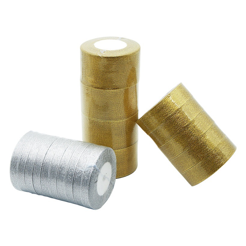 0.3Cm-5Cm Christmas Ribbon Webbing Cake Box Gift Packaging with Wedding Decoration DIY Ribbon Gold and Silver Onion Ribbon