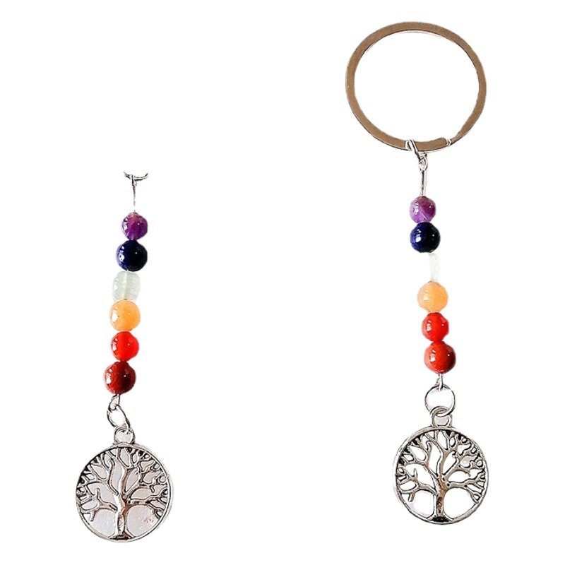 Cross-border Trade Jewelry Zinc Alloy Life Tree Pendant Colorful Beads Pendant Keychain Holiday Gifts