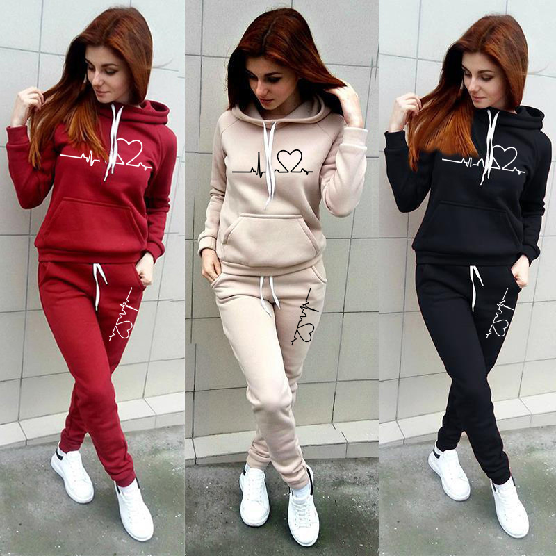 Foreign trade new women's sweater suit women's leisure sports suit hooded fashion fleece sweater suit