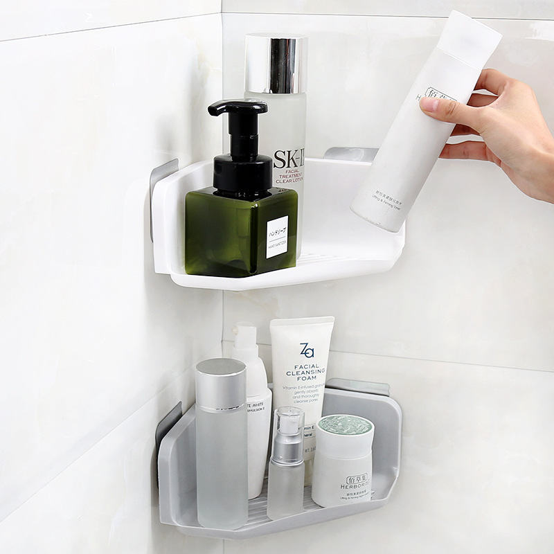 Picture of Bathroom Storage Rack Toilet Triangle Wall Hanging Toilet Toilet Plastic Hole-free Bathroom Wash Table Storage