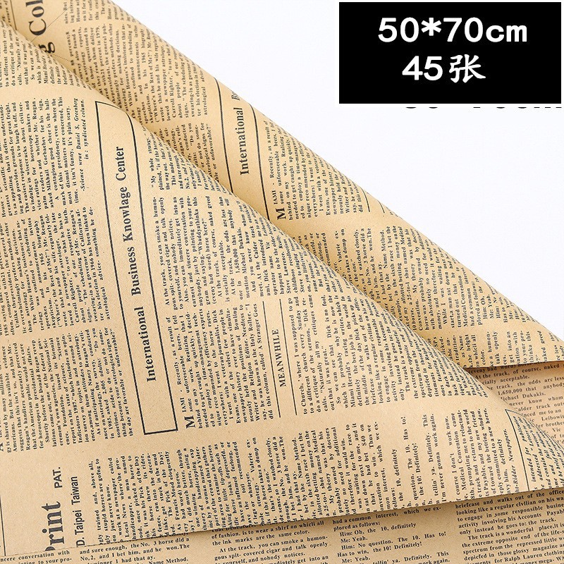 Picture of Flower Wrapping Paper Materials Wholesale Bouquet Gift Wrapping Paper Retro Flower Wrapping Kraft Paper Sunflower English Newspaper