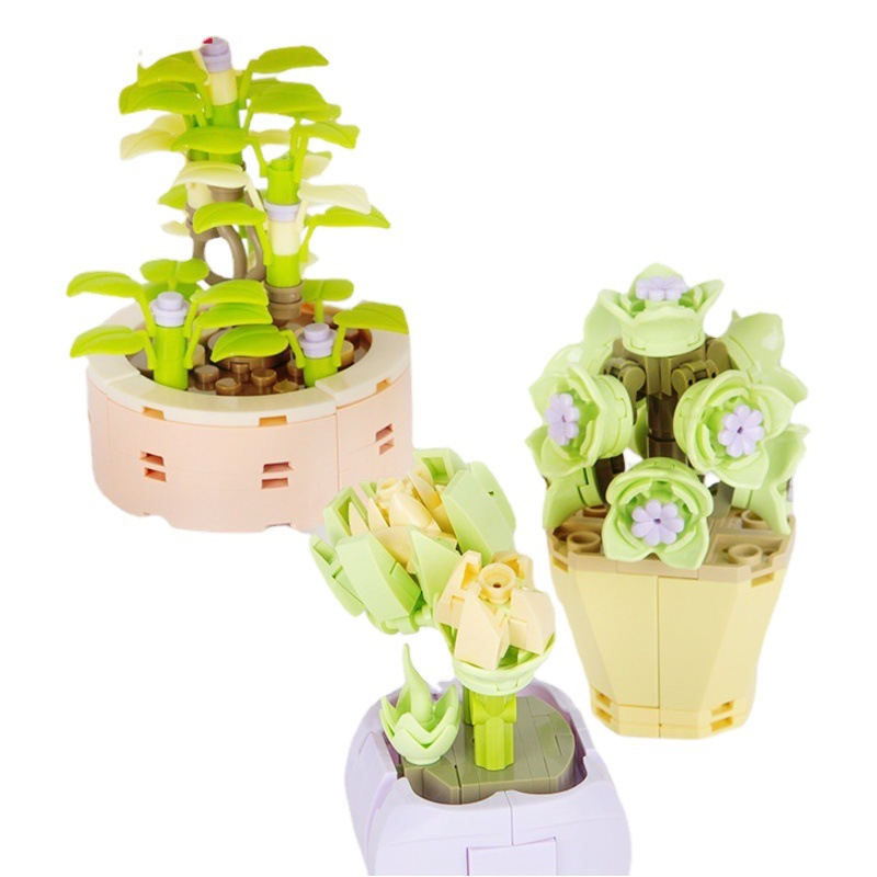 Picture of Compatible with Lego Brick Flower Mini Succulent Ornaments Cute Gifts Educational Assembly Toys Wholesale Dropshipping