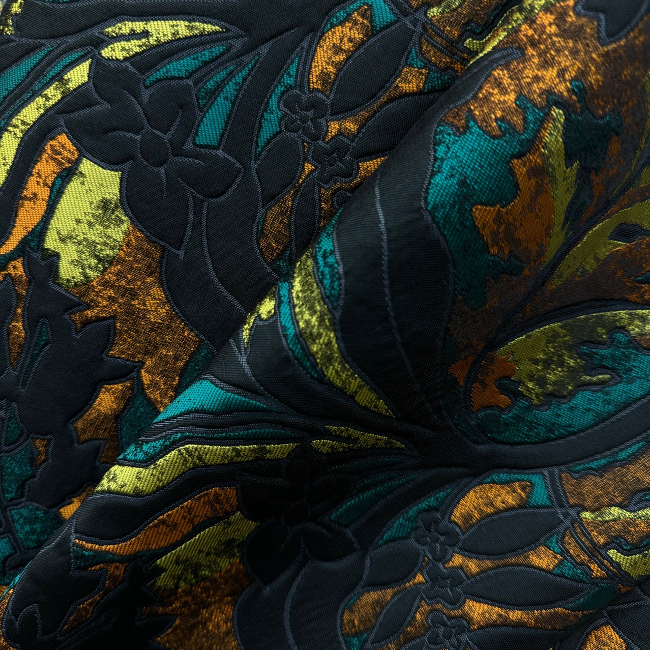 Vintage embossed black big flower flower yarn-dyed dress windbreaker coat fabric new Chinese style Tang suit waistcoat fabric