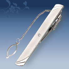 Picture of Metal tie clip men's suit chain 140 simple flower type business atmosphere with drill tie clip