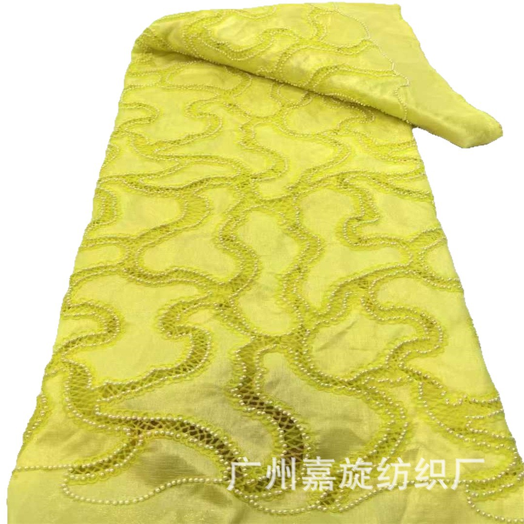Picture of Summer Cut Out Beading Laser Embroidered Cloth Dress Cheongsam Fashion Lace Quality Cord Lace