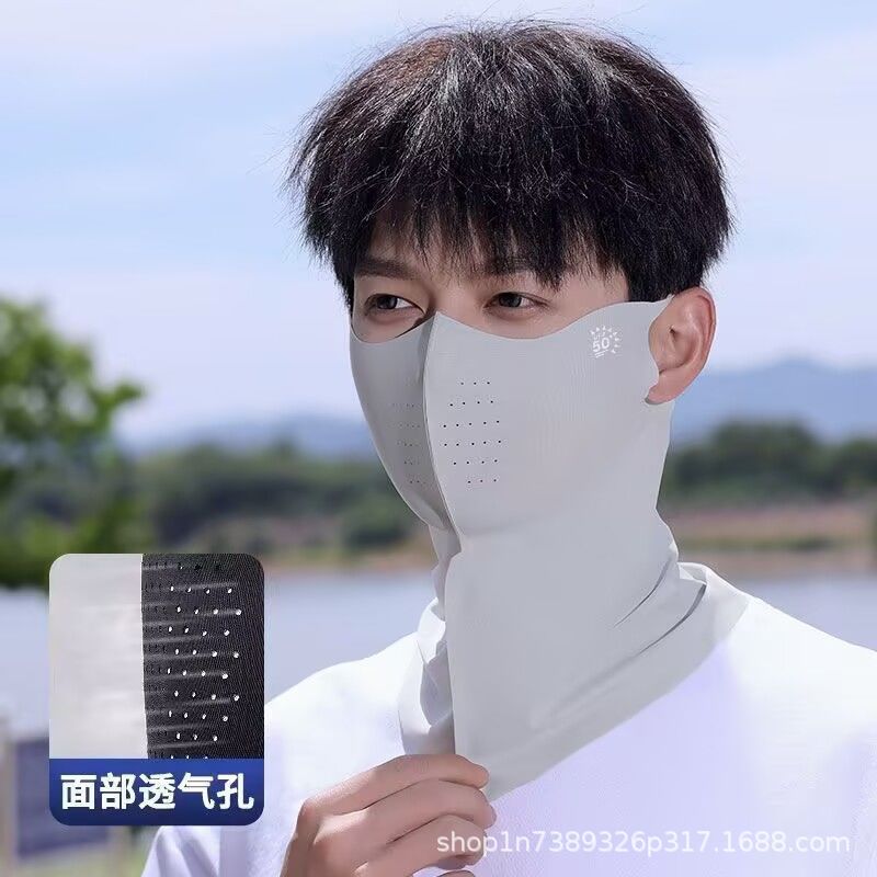 Picture of Summer Sunscreen Mask Men's Ice Silk Neck Protection Mask Thin Breathable Cycling Black Tide Mountain Climbing Fishing Sunshade Women