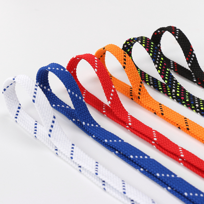 Color Shoelace Flat Twill Point Flat Double Color Double Thickened Sports Casual Cool Fashion Shoelope Black and White in stock