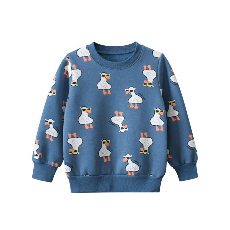 Picture of 27kids Korean style children's clothing autumn and winter children's sweater fleece-lined boy's pullover round neck baby clothes one-piece delivery