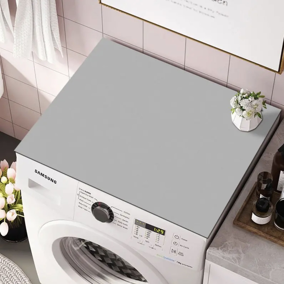 Cross-border solid color washing machine cover pad diatom mud household microwave oven refrigerator absorbent dust cover stain-resistant wear-resistant soft pad