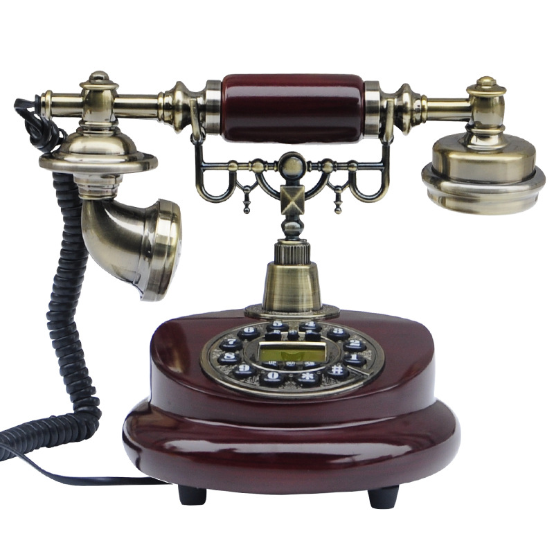 Picture of Telephone European Retro Style Home Antique Landline Old-Fashioned Telephone Office Antique American-Style Rotary Dial Telephone